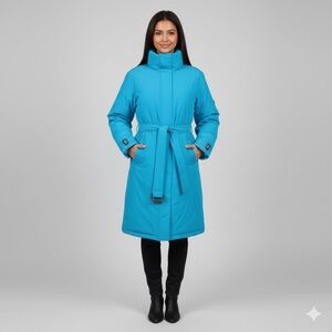 Vintage Blue Down Gore-Tex Duvet Midi Puffer Parka - Small